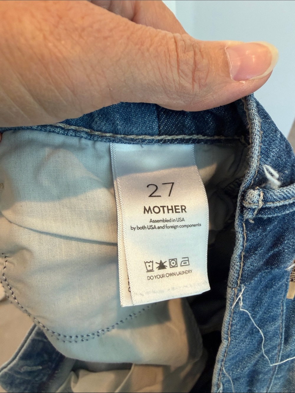 MOTHER Two-Tone Blue Wide-Leg Jeans with Dark Side Panels - Picture 3 of 12